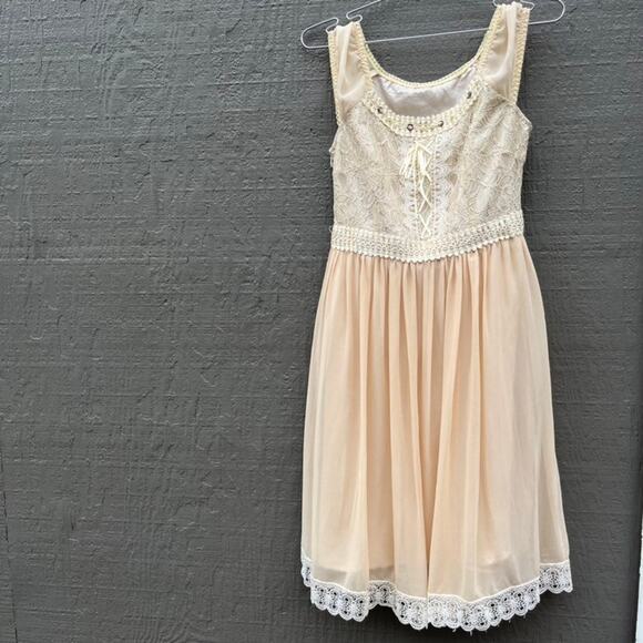 Beige Boho Fairy Dress (L *runs small) - Picture 1 of 8